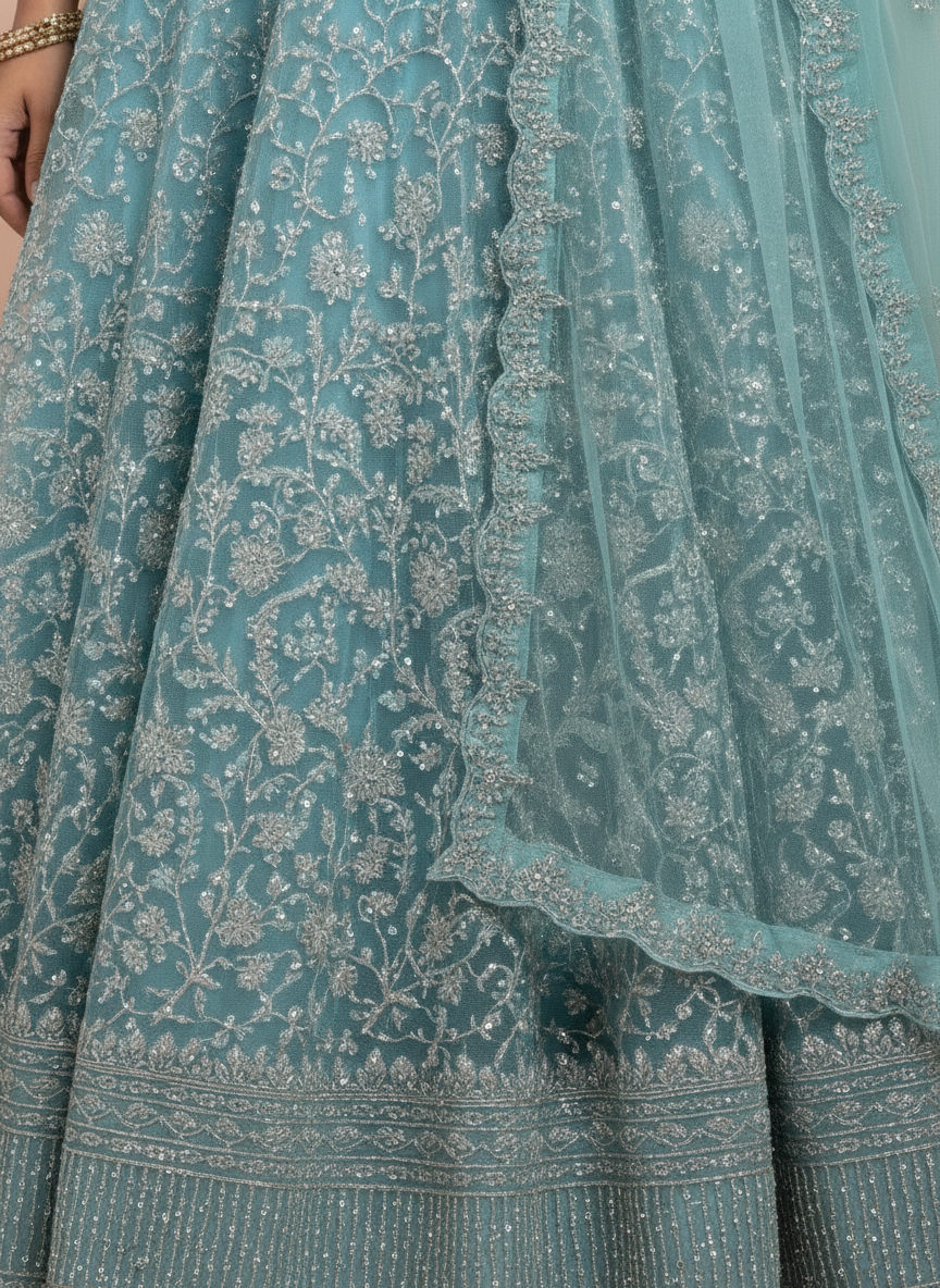 Blue Chudi Free Anarkali