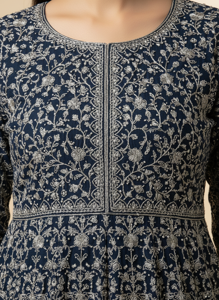 Navy Chudi Free Anarkali