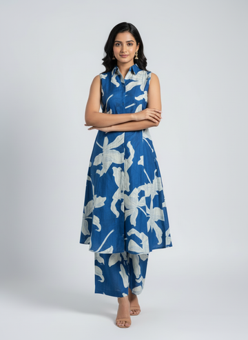Blue Floral Plazo Set